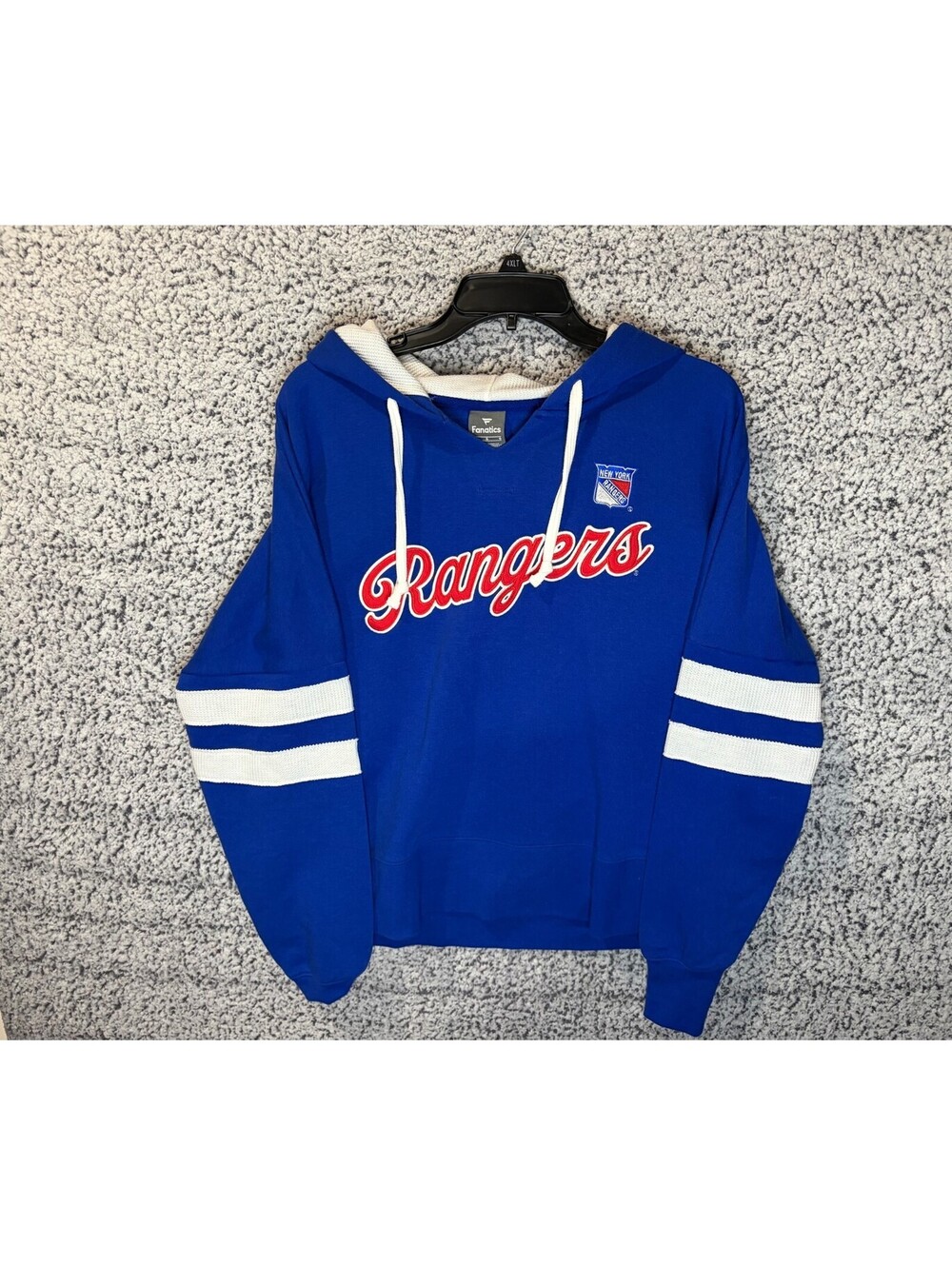 New York Rangers Fanatics Womens L Hoodie Blue NHL Hockey Pullover EUC